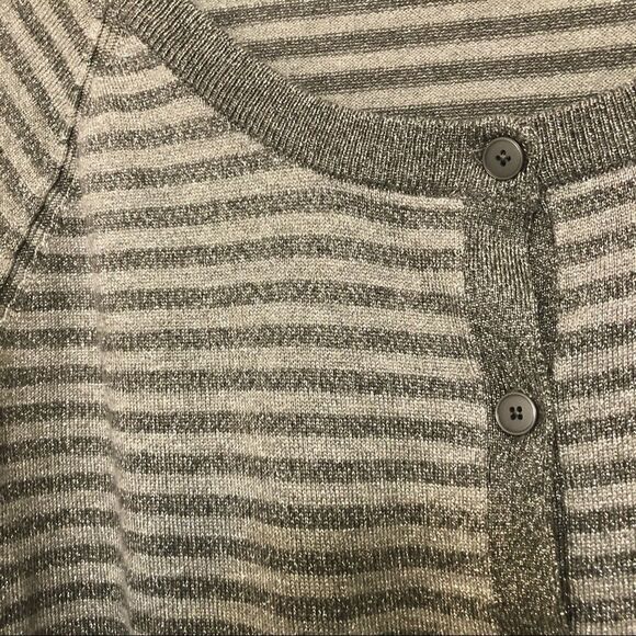 Lane Bryant knit gray metallic stripped button up cardigan sweater 18/20 - Picture 4 of 14